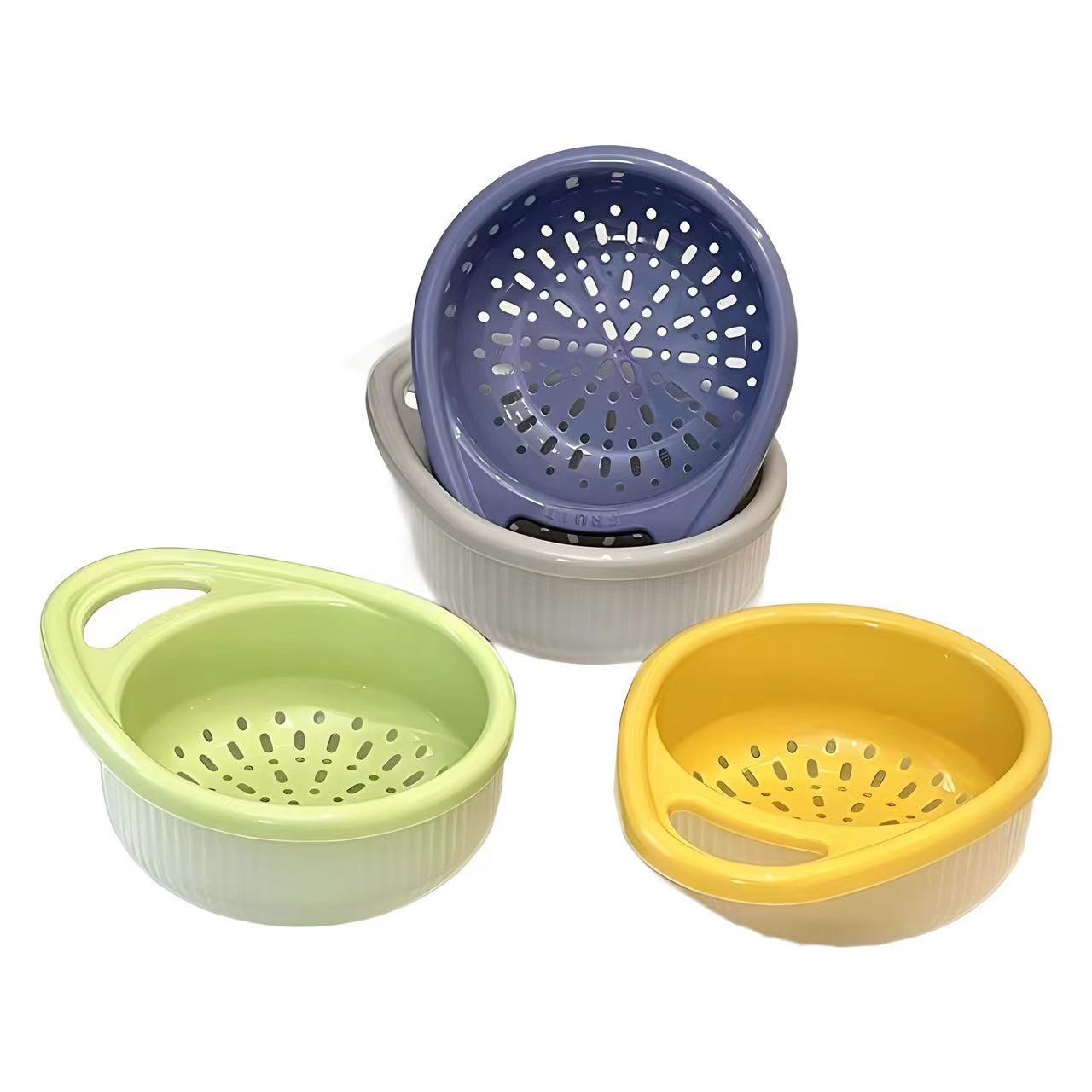 情趣用品沥水篮/沥水篮/双层洗菜盆/厨房沥水篮/沥水塑料篮子白底实物图