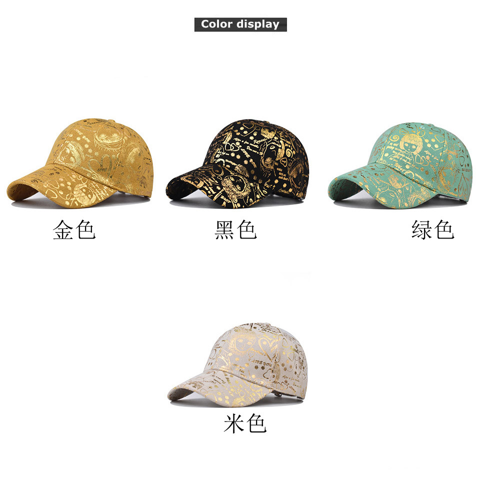 Cross-Border New Gold Printed Baseball Cap Graffiti Baseball Cap Outdoor Men And Women All Match Personality Cap details Picture
