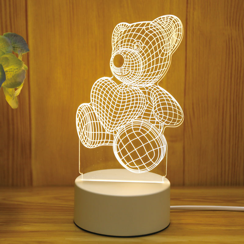 创意3D小夜灯 lamp Creative 圣诞礼物礼品卧室台灯USB卡通小夜灯图