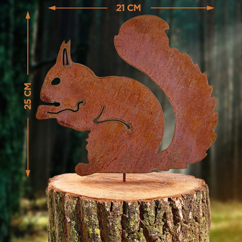 现货庭院户外生锈松鼠创意剪影摆件Rusty Squirrel Sitting Tree详情图1