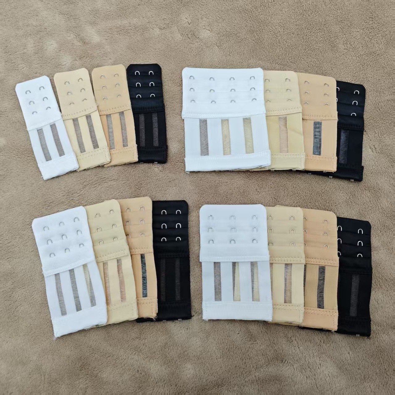 超纤鱼丝三排扣多种尺寸松紧弹力延长扣文胸内衣加长扣不锈钢扣搭