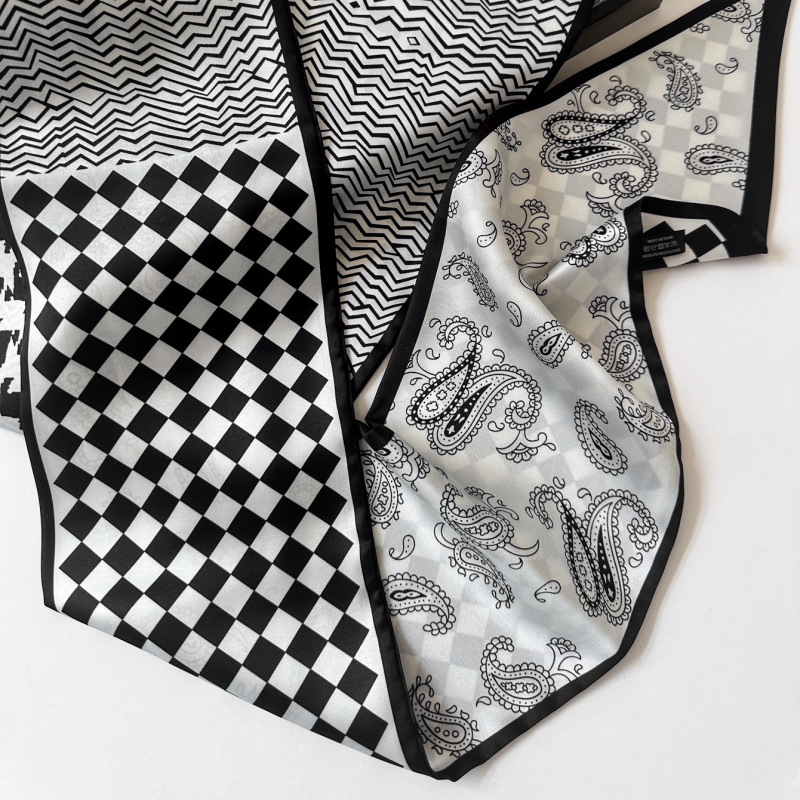 High-end cashew print silk scarves, long double-layer scarves, ribbons, women's tie bags, decorative suit neckerchiefs, silk scarves wholesale Specification image