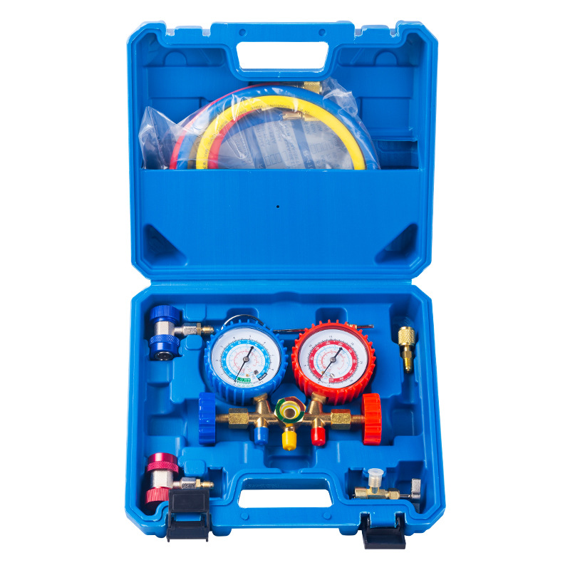 R134a refrigerant car fluorine gauge Refrigerant pressure gauge Refrigerant double gauge valve air conditioner fluorine tool set Item Picture