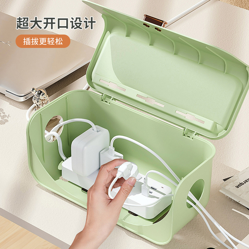 Wire storage device desktop multi-function charging data cable arrangement storage box socket decorative cover box 0414-5112 details Picture
