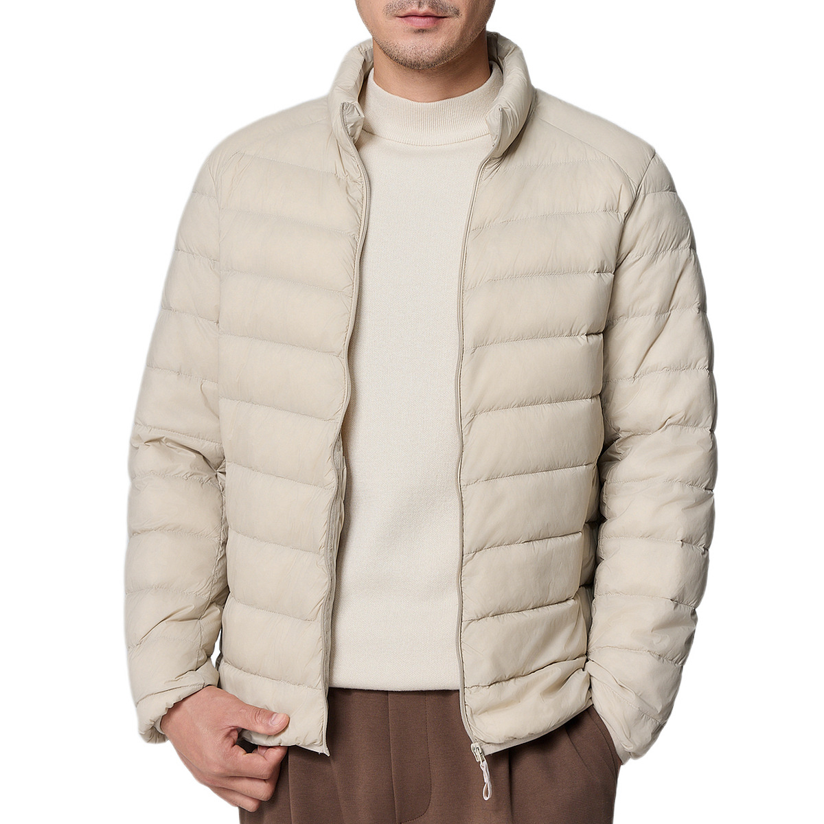 Momek Men's stand-up collar light down jacket for men 2024 Winter New simple solid color men's coat 88635 Item Picture