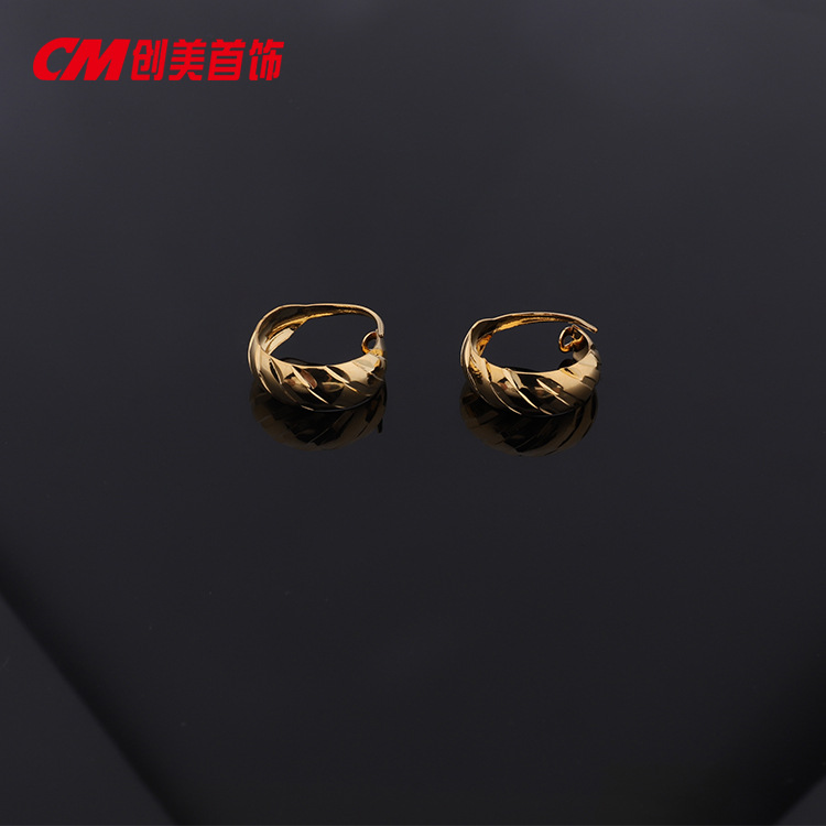 Chuangmei Jewelry 24K gold-plated matte striped elegant earrings, European and American cross-border fashionable retro earrings, high-quality batch Application Scenario