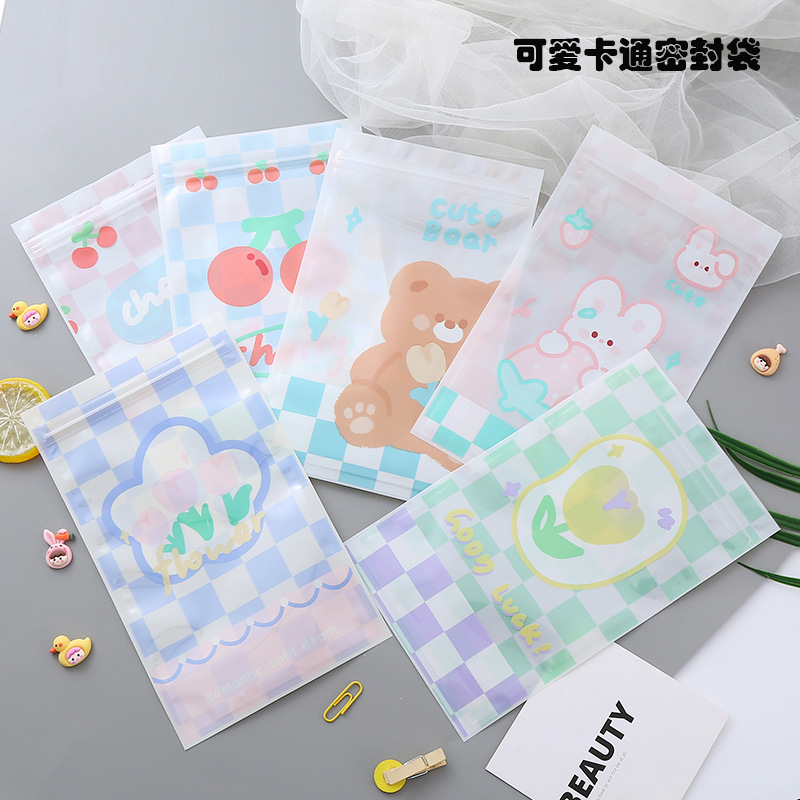 Spot Creative Cute Snacks Sealed Bag Girl Heart Cartoon Mask Storage Bag Stationery Jewelry Ziplock Bag