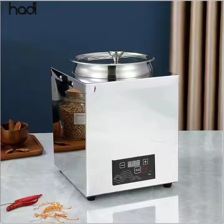 Strict Selection Of Stainless Steel Hammer Grain Warm Soup Pot Commercial Buffet Thermal Insulation Electric Hot Soup Stove Breakfast Warm Porridge Pot Electric Heating Bucket Application Scenario