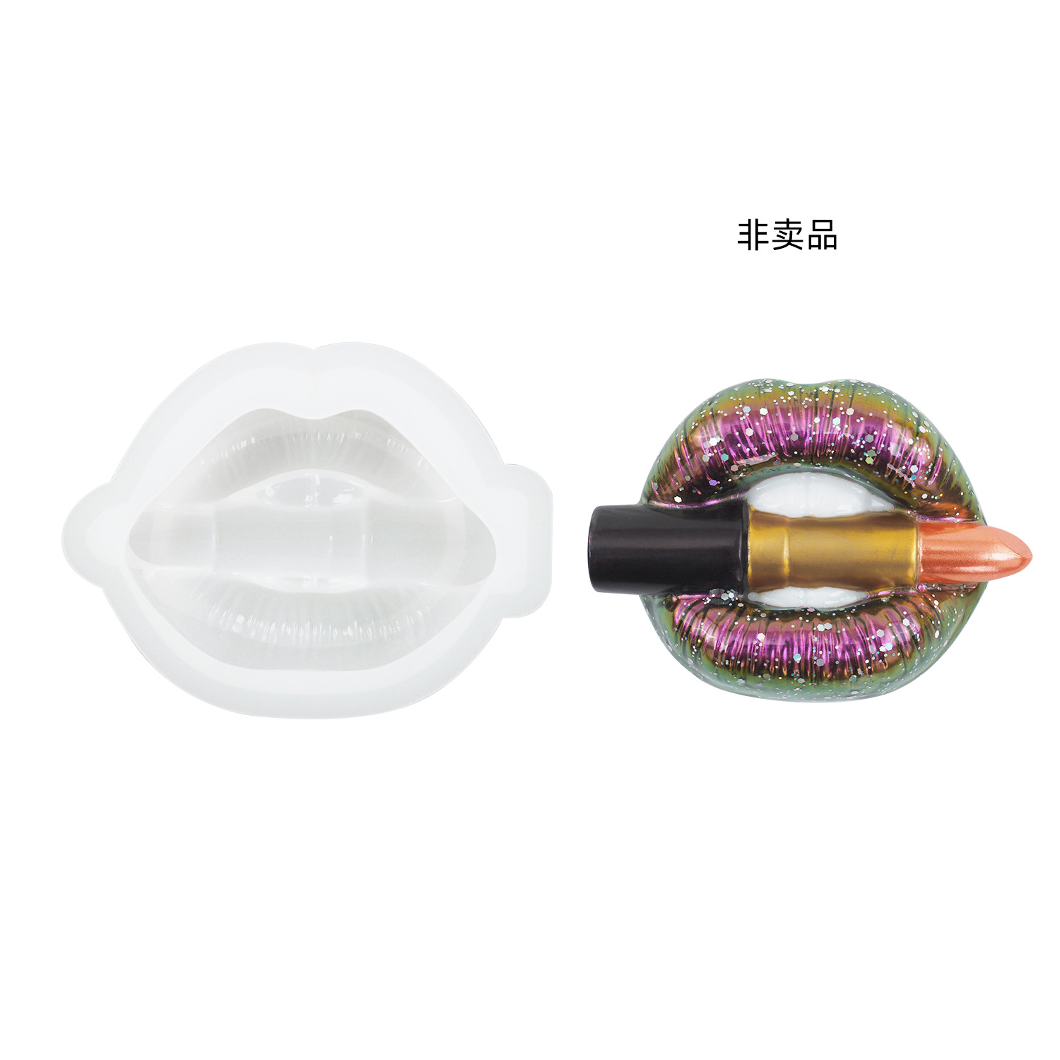 diy crystal resin epoxy resin three-dimensional lip red lip mirror silicone mold details Picture