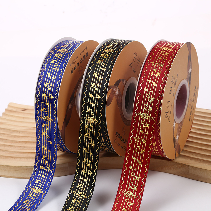 新款高品质镭射金音符手工DIY丝带吧唧托装饰品服装辅料厂家现货