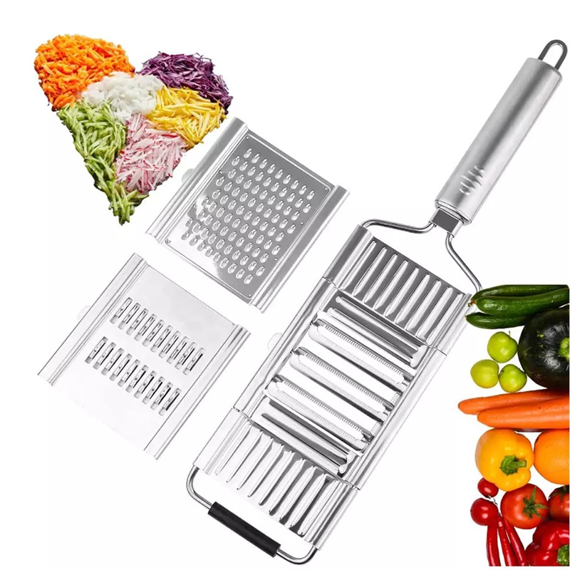 The new multi-functional vegetable cutter, three-in-one grater, grater, slicer and stainless steel grater are selling well across borders Specification image