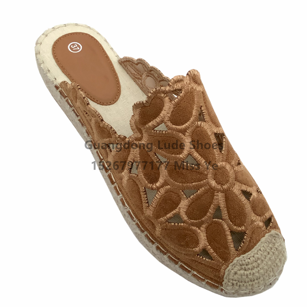 Summer Slippers Women 2022 New Hollow Flower Embroidery Platform Slippers Guangzhou Women's Shoes Craft Shoes Straw Slippers
