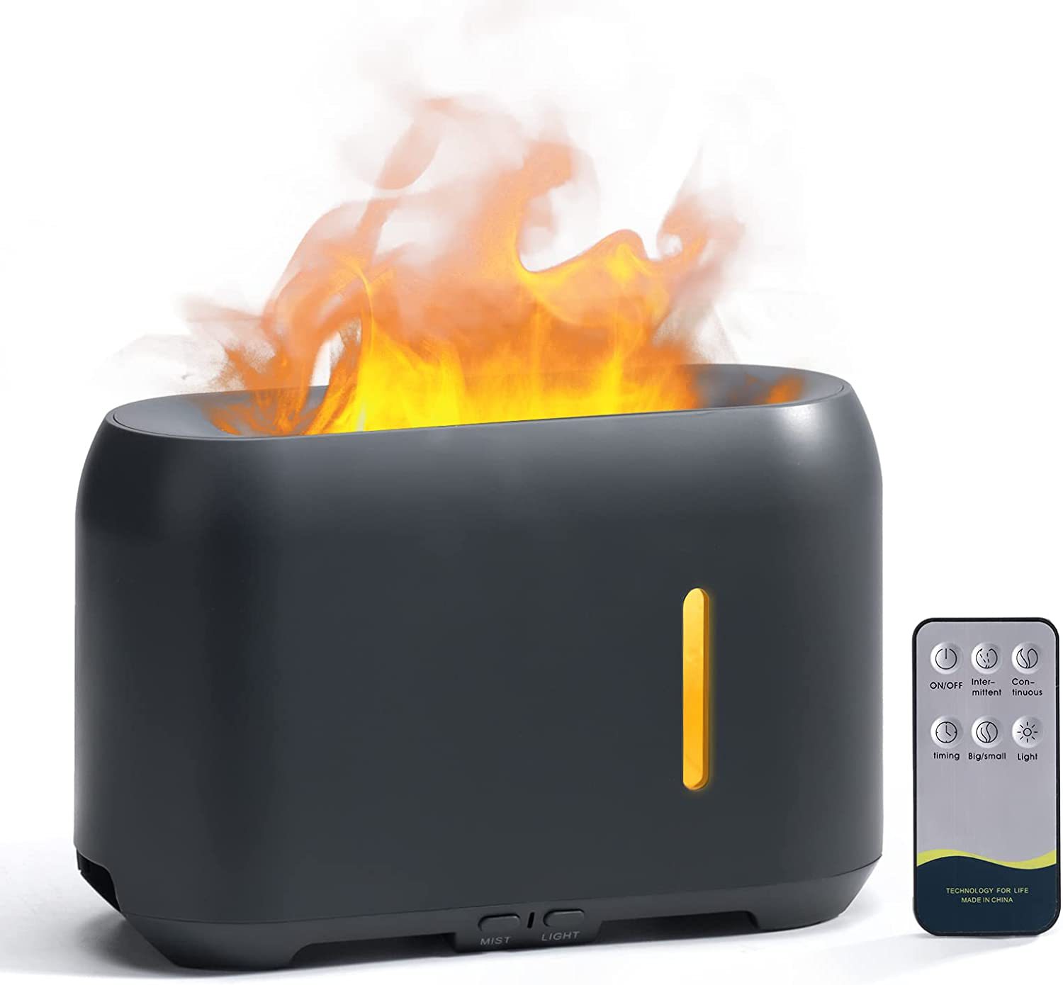 Cross-border ultrasonic remote control seven-color flame humidifier, flame aroma diffuser, essential oil diffuser, fragrance sprayer, ambient light Specification image
