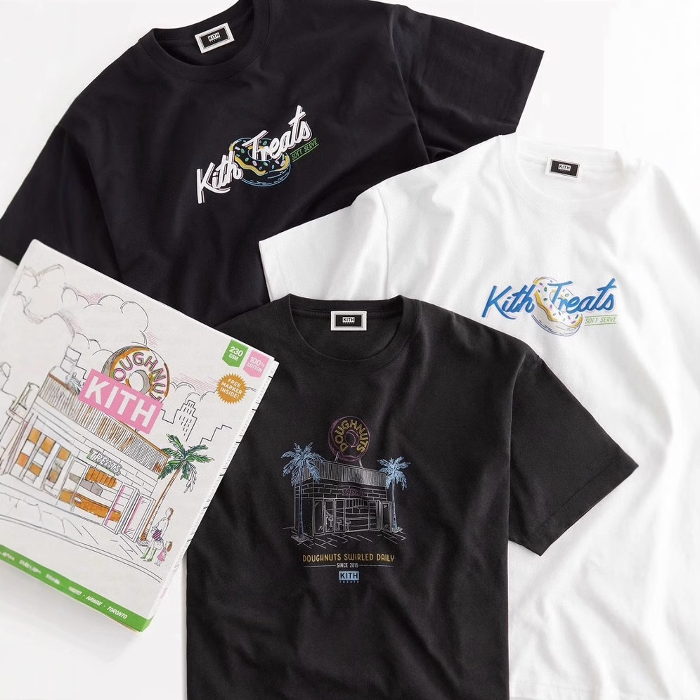 KITH Treats 24SS Limited Edition Donut Box logo Letter Print short-sleeved couple T-shirt trendy details Picture