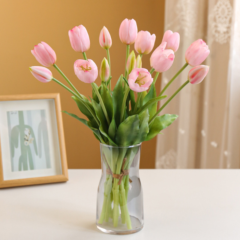 5 Tie Soft Glue Feel Tulip Simulation Flower Home Decoration Fake Flower Tulip Bouquet Factory Direct Sales Specification drawing