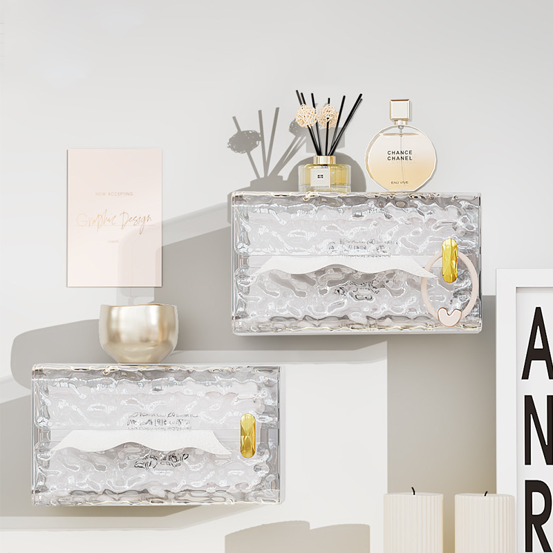 纸巾盒壁挂式卫生间免打孔抽纸收纳盒免打孔无痕粘贴洗脸巾置物架