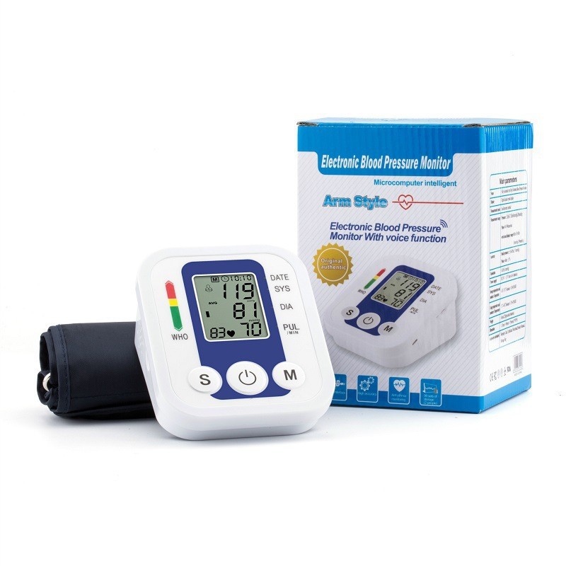 Cross-Border Electronic Sphygmomanometer Arm Type Home Blood Pressure Measuring Instrument Intelligent Russian English Voice Electronic Sphygmomanometer Specification drawing