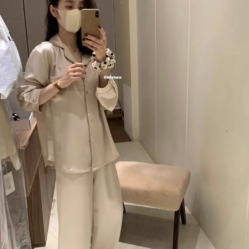 metwo Tencel Sambos Pajama Set for Women's early Autumn, a comfortable and breathable home wear two-piece set Application Scenario