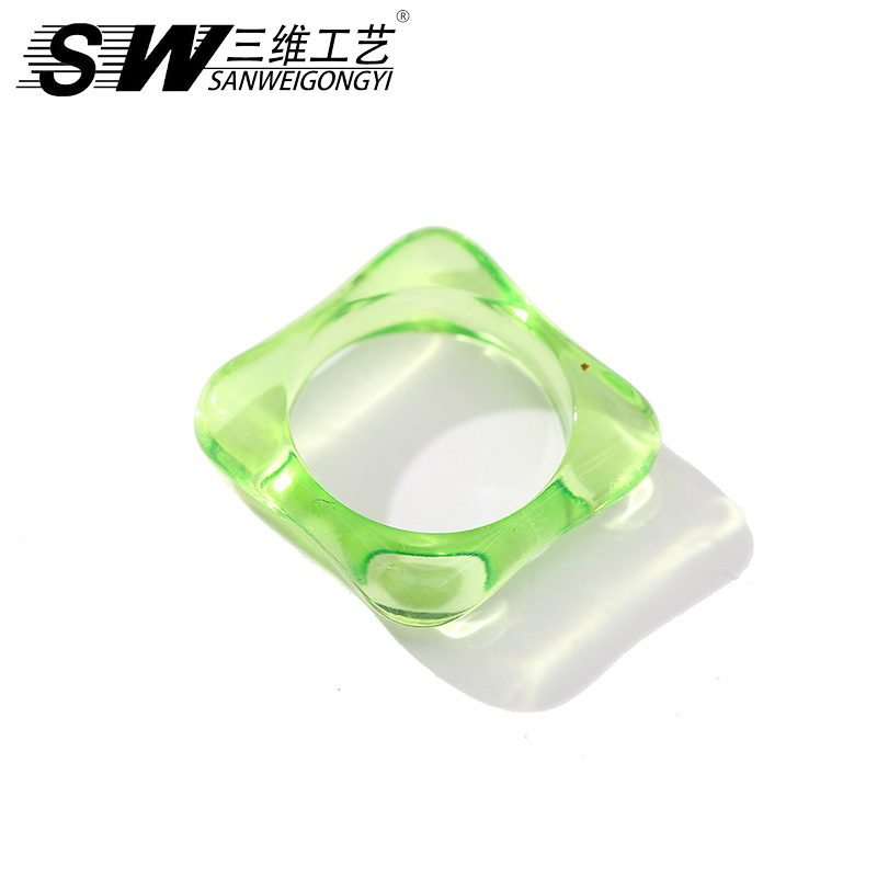 New creative macaron cold style girl ring, colorful diamond ring, geometric hip-hop ins ring wholesale Item Picture