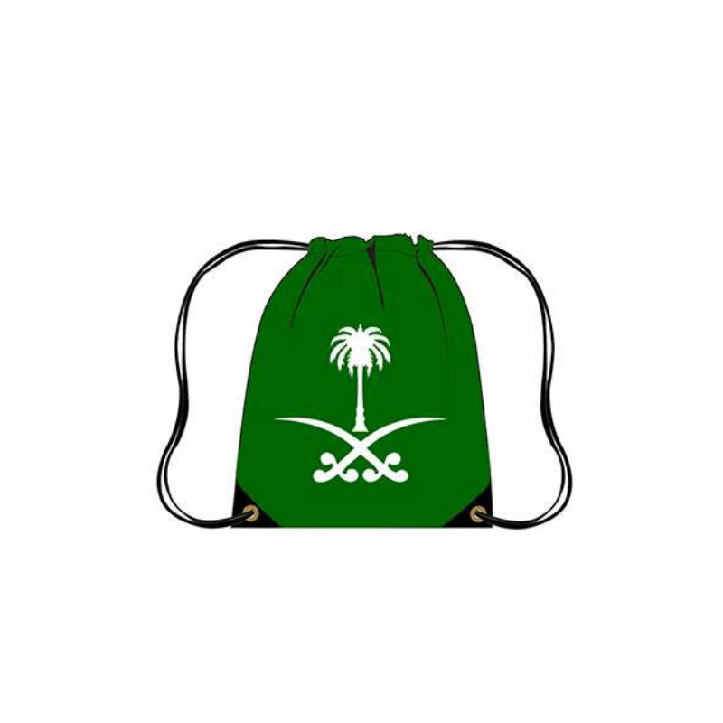 Saudi Arabia fan product gift box set: Round-neck T-shirt, fringed colored Ding football scarf, storage drawstring bag details Picture