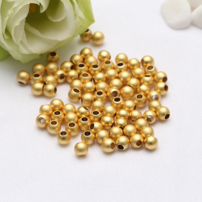 18K Old Fa Sarge Gold Smooth Round Beads Diy Handmade Jewelry Accessories Gold Necklace Bracelet Beaded Material Loose Beads Application Scenario