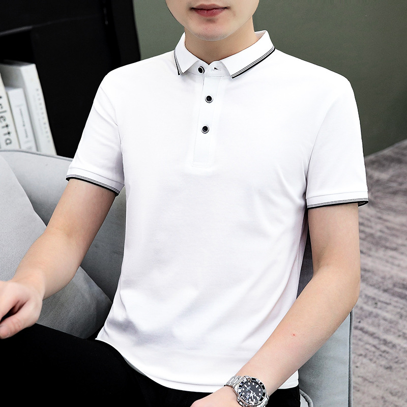 Douyin's best-selling in-stock POLO shirt for men, a new summer 2024 solid-color lapel casual and simple business short-sleeved T-shirt details Picture