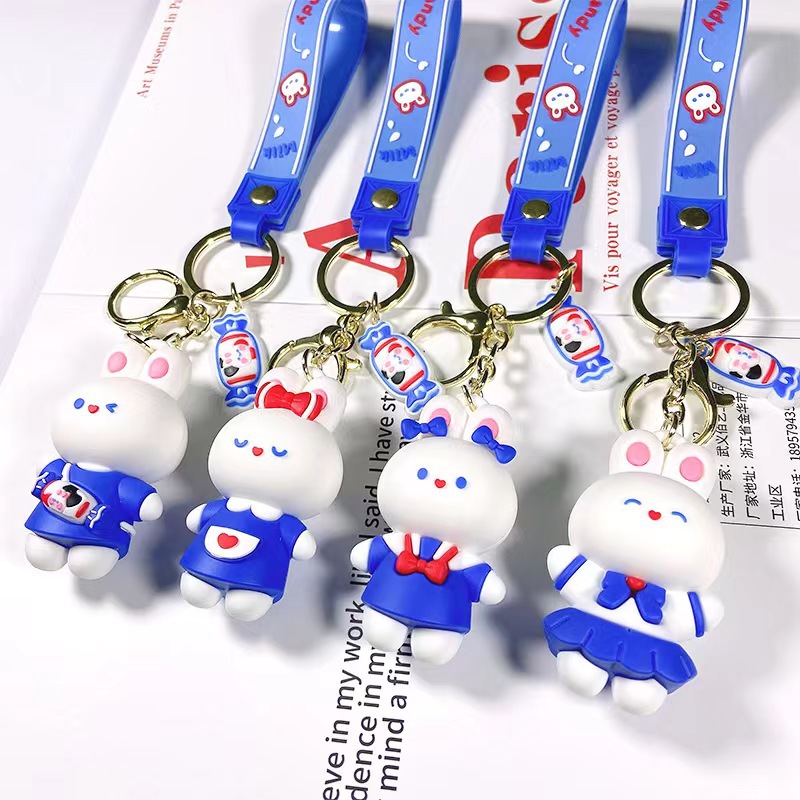 Cartoon delicious white rabbit milk candy keychain, ins cute rabbit doll pendant, keychain, schoolbag hanging decoration mixed batch