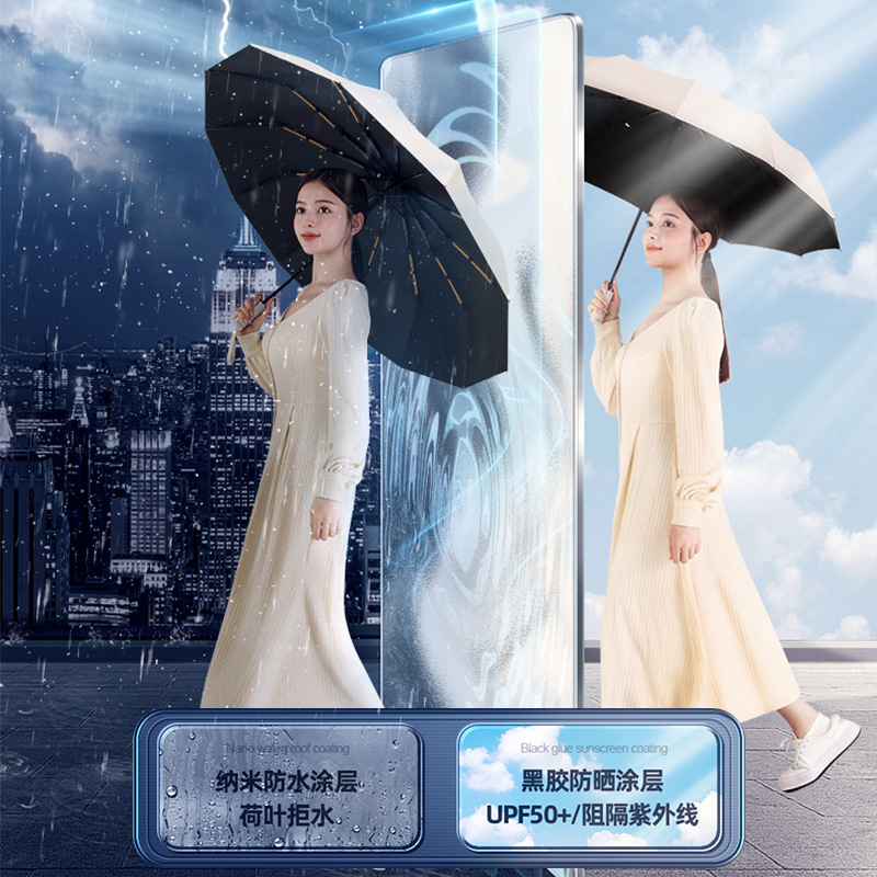 伞自动雨伞防晒遮阳伞大号晴雨两用全自动太阳伞大24骨折叠伞批发详情图2