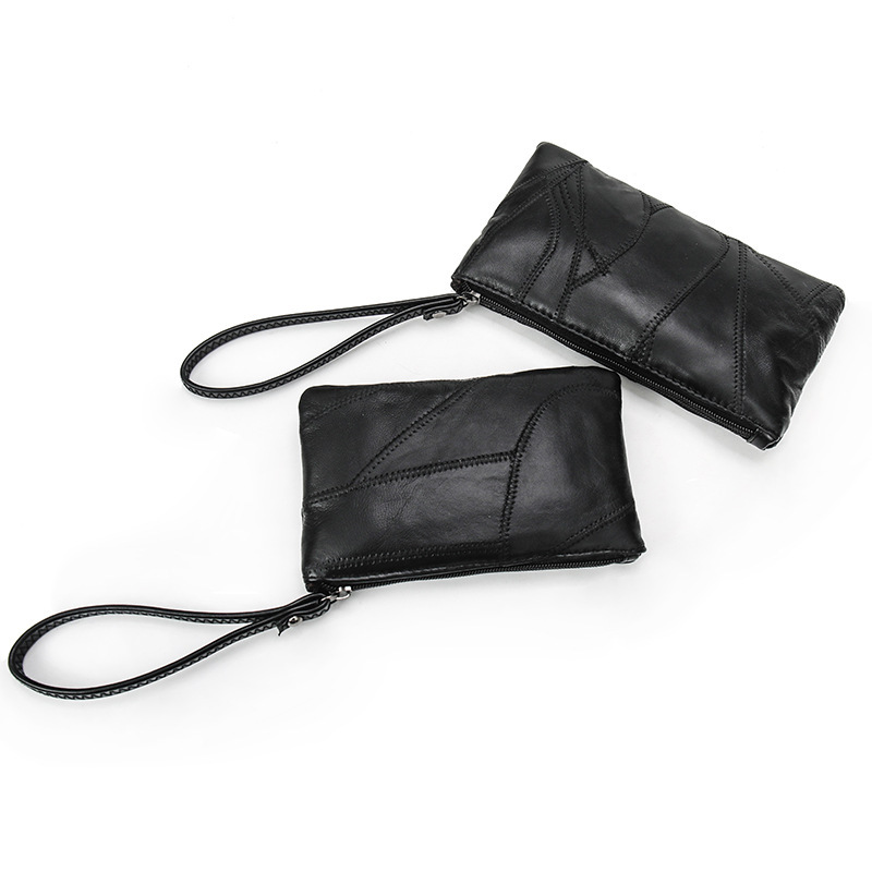 Factory direct sales of women's bags, fashionable spliced soft leather mobile phone coin purse, Korean-style versatile clutch for ladies Specification image