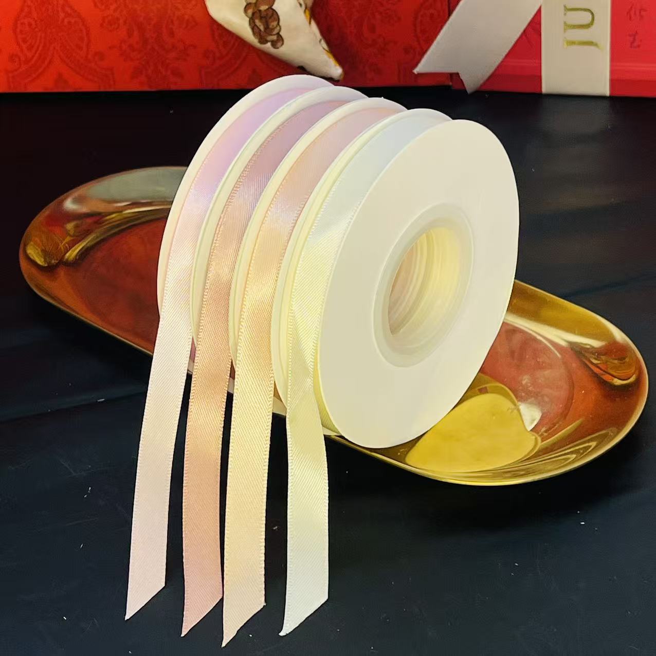 1CM双面涤纶丝带花束礼盒包装缎带烘焙发饰编头发彩带蝴蝶结织带