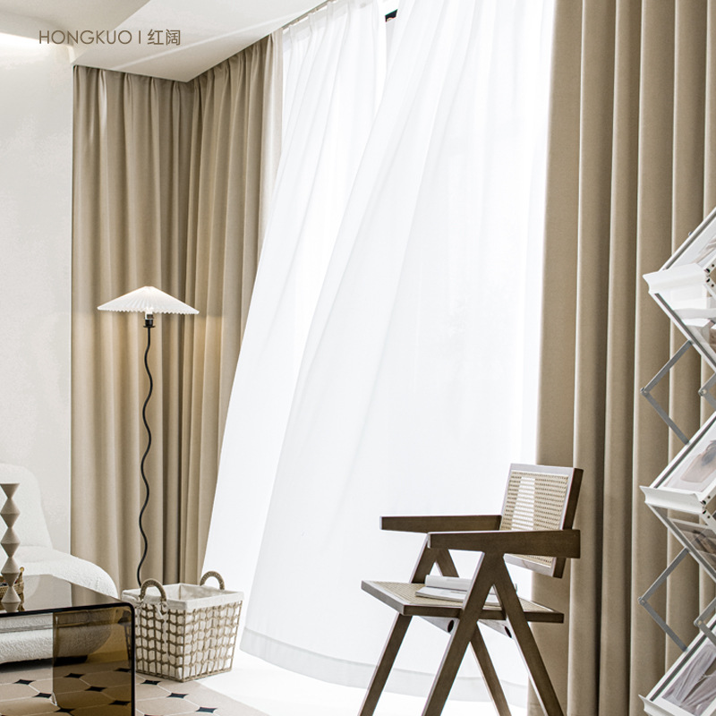 Red Wide Full Shading Flannelette Curtain Heat Insulation Sound Insulation Matte Non-Velvet Three-Layer Composite 3D Hot-Pressed Product Specification drawing