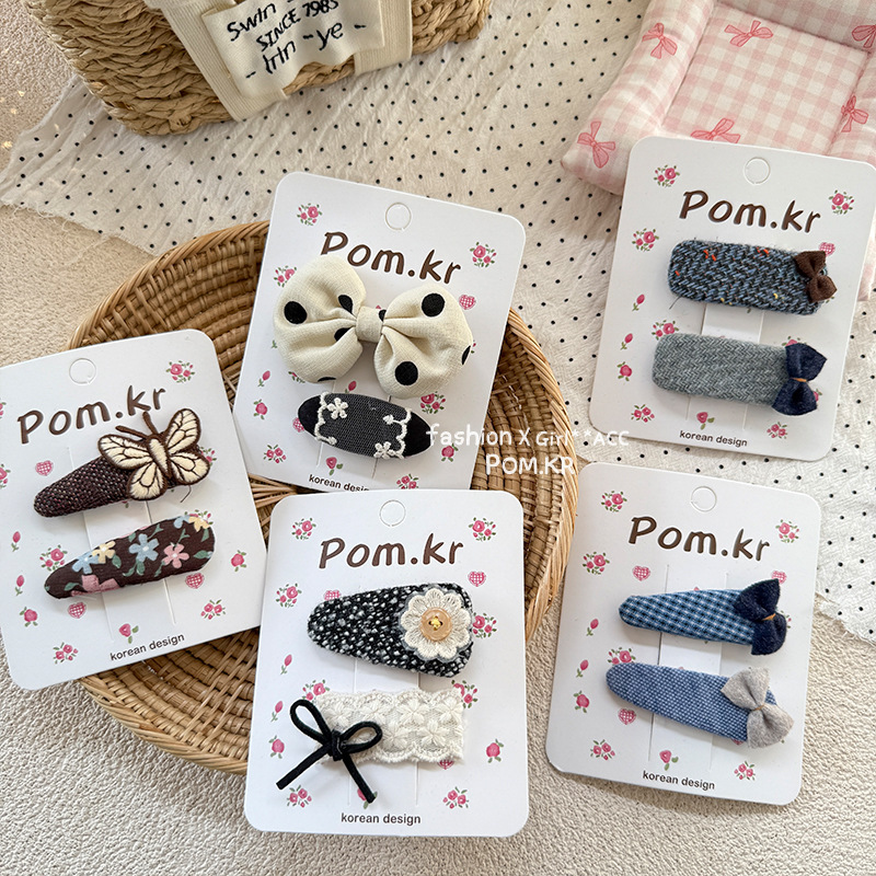 Korean-style fashionable, simple and high-end polka dot handcrafted fabric bow BB hair clip, cute and versatile hair accessory for girls Specification image