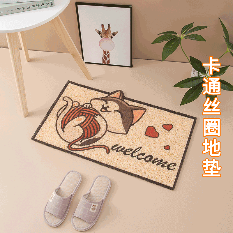Cartoon pet door entry door mat bathroom toilet children's silk ring mat door PVC non-slip mat thumbnail