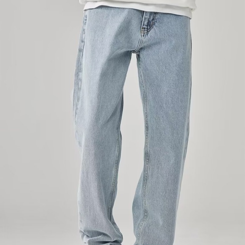 Men's Jeans Spring And Autumn Fashion Brand Retro All-In-One Tapered Pants American High Street Vibe Casual Straight Pants Men details Picture
