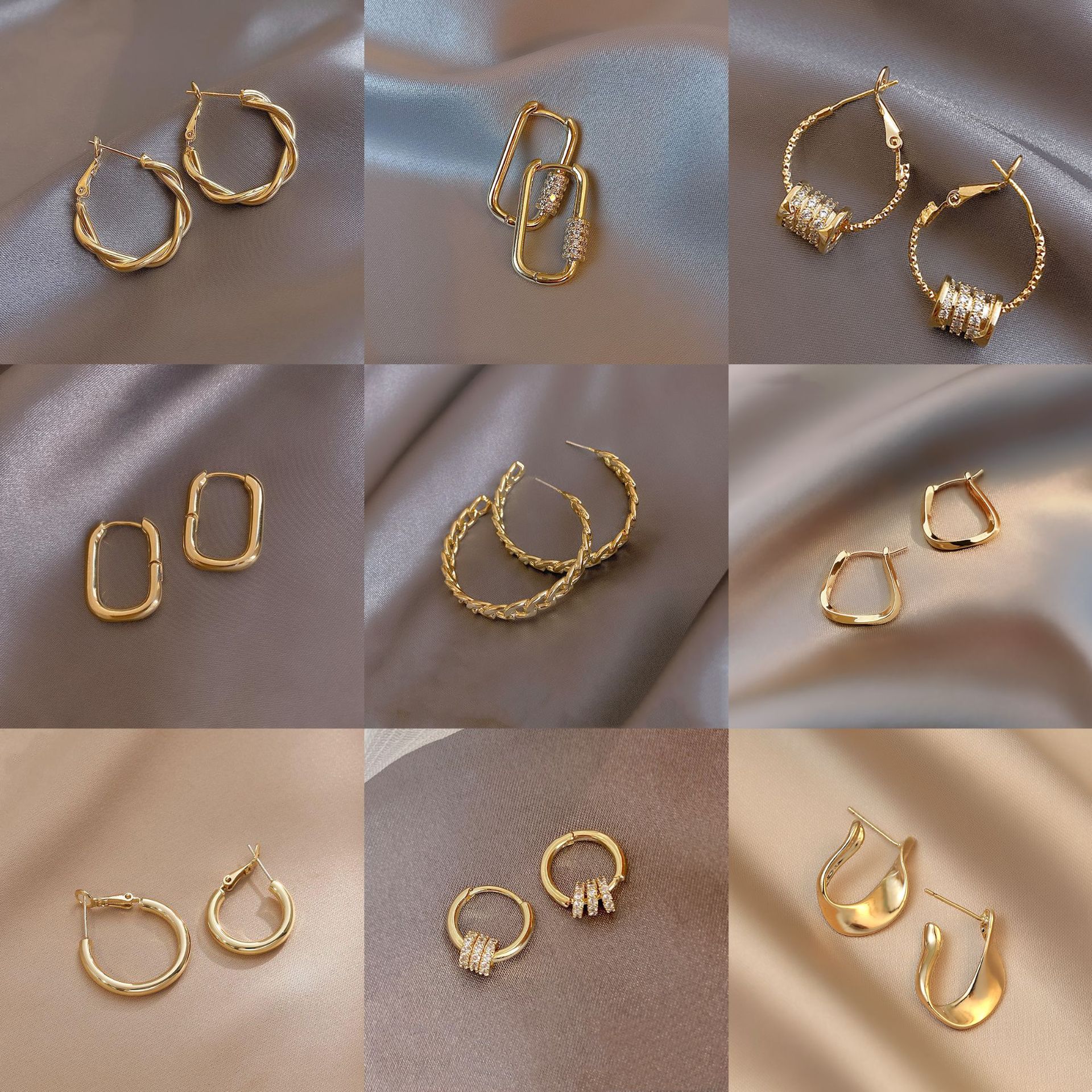 Vintage Simple Hoop Earrings 2023 New Fashion Temperament Fashion Earrings Light Luxury Cross-Border Explosive Earrings Wholesale