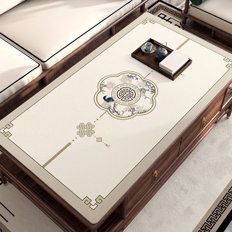 New Chinese-style coffee table mat, no-wash table mat, waterproof, oil-proof and heat-resistant, living room tablecloth, light luxury and high-end solid wood table mat Item Picture