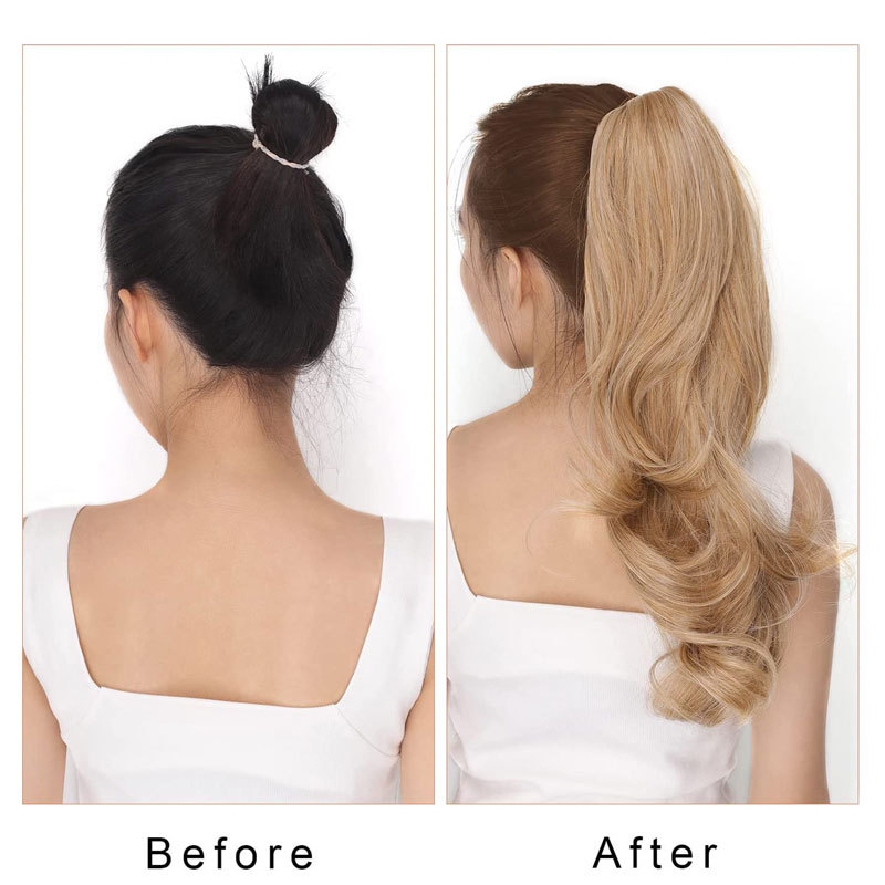 European and American style claw clip long curly hair, tiger mouth claw clip ponytail simulation wig, fluffy and natural ponytail details Picture