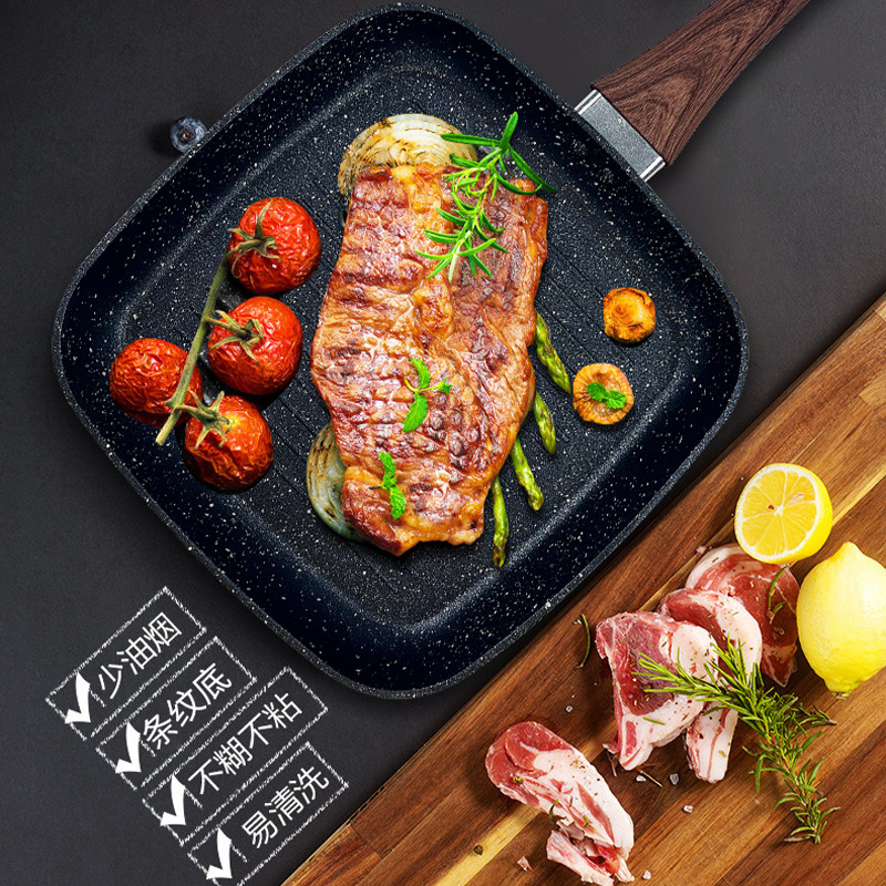 Konbach Medical Stone Frying Pan Striped Pan Non-Stick Gas Induction Cooker Universal Breakfast Fried Egg Steak Good Helper Specification drawing