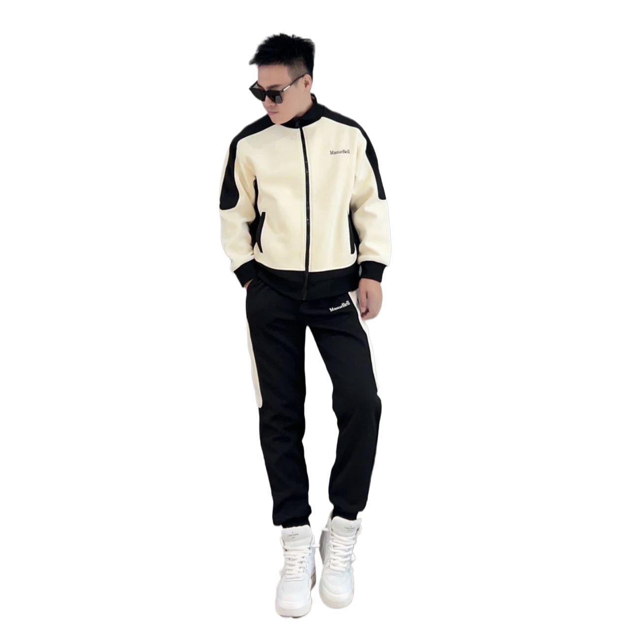 Spring 2024 Men's new bestseller European jacket Men's high-end custom fashion stand-up collar patchwork set Item Picture