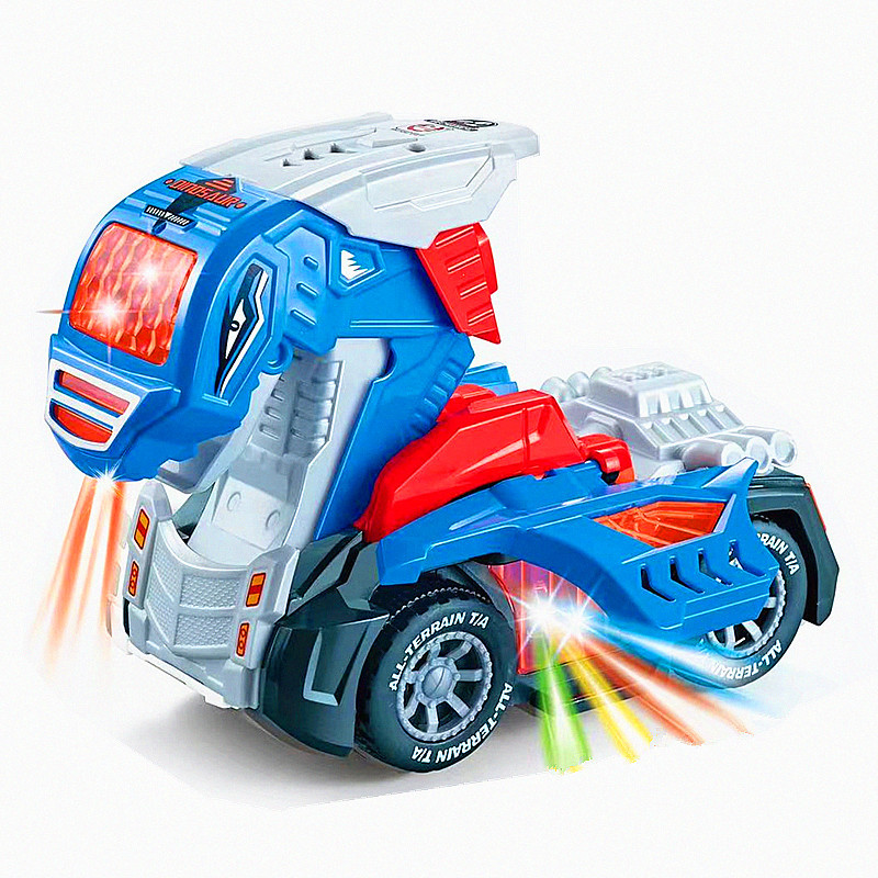 New cross-border trade light music electric universal deformation dinosaur car park street stall night market children's toy car details Picture