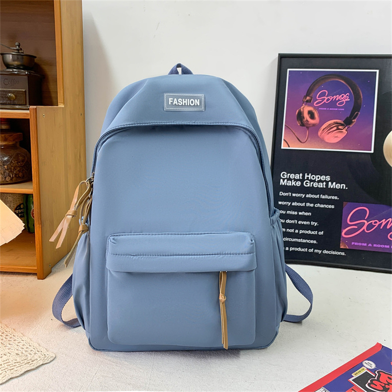 休闲大容量双肩包ins风时尚女生韩版纯色简约大学生书包出游背包详情39