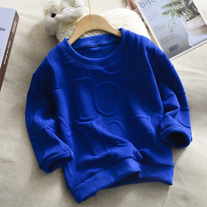 Wholesale of 2022 autumn and winter new children's hoodies, Korean-style round-neck pullovers, boys' base shirts, girls' autumn wear and children's clothing details Picture
