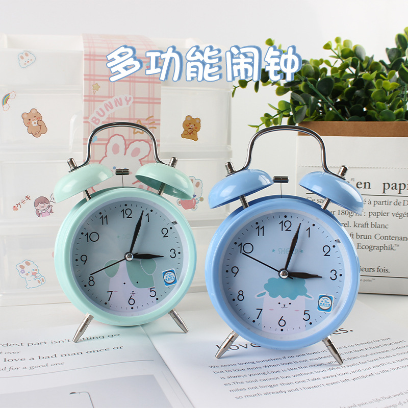 铁闹钟创意卡通圆形办公室桌面迷你小闹钟时间学生台式教学时钟