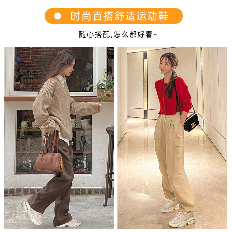 Leather Daddy Shoes Female 2023 Summer New Mesh Surface Breathable Muffin Thick Sole All Casual Sports Shoes Single Shoe Female Specification drawing