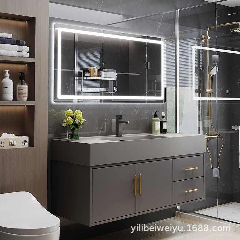 Manufacturers Direct Bathroom Cabinet Combination Simple Solid Wood One Basin Face Wash Basin Toilet Washing Table Bathroom Specification drawing