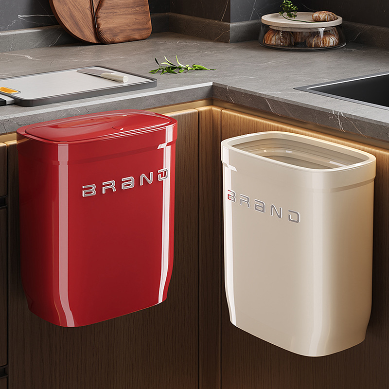 垃圾桶高级感轻奢家用卫生间厨房客厅带盖大容量免弯腰壁挂收纳桶
