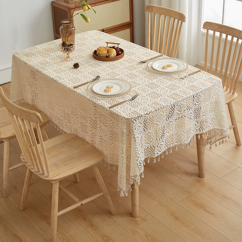 Chu Rou American retro style tablecloth, modern, simple, fashionable, creative, elegant and high-end, rectangular tablecloth, knitted atmosphere decoration, cross-border wholesale, anti-slip Application Scenario