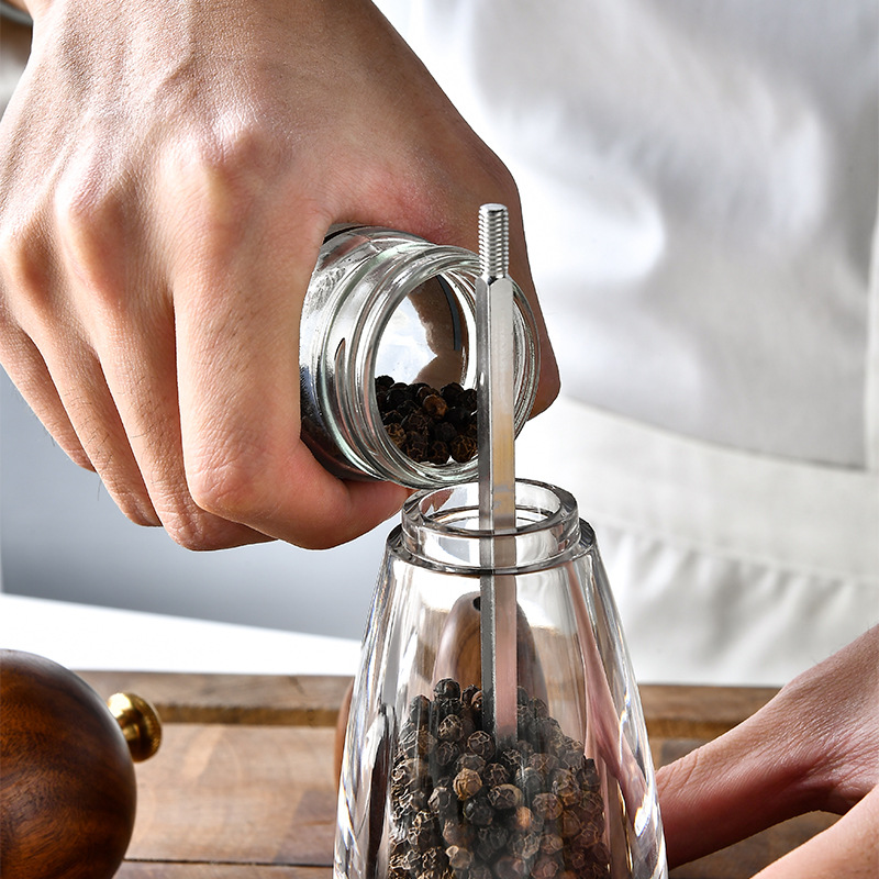 Rui Ming Stock 3 Size Acrylic Grinder Ceramic Core Pepper Sea Salt Grinder Kitchen Tools Specification drawing