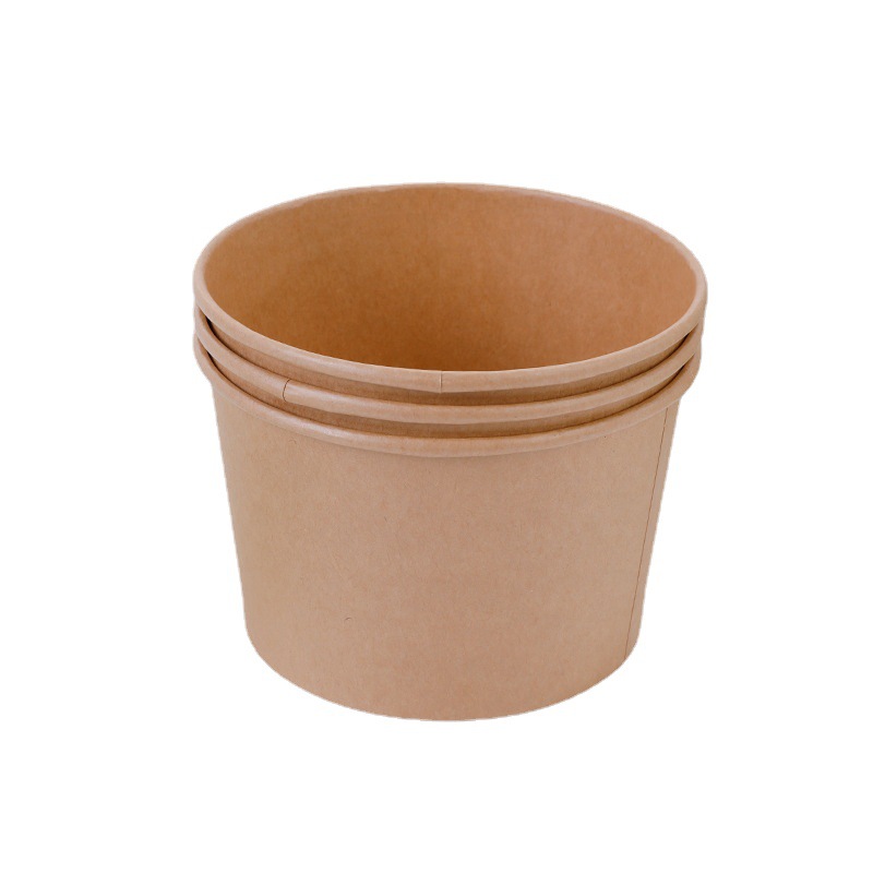 Thickened kraft paper bowl, disposable takeout fruit packaging box, round soup bowl, salad bowl, light food lunch box, takeout box Item Picture