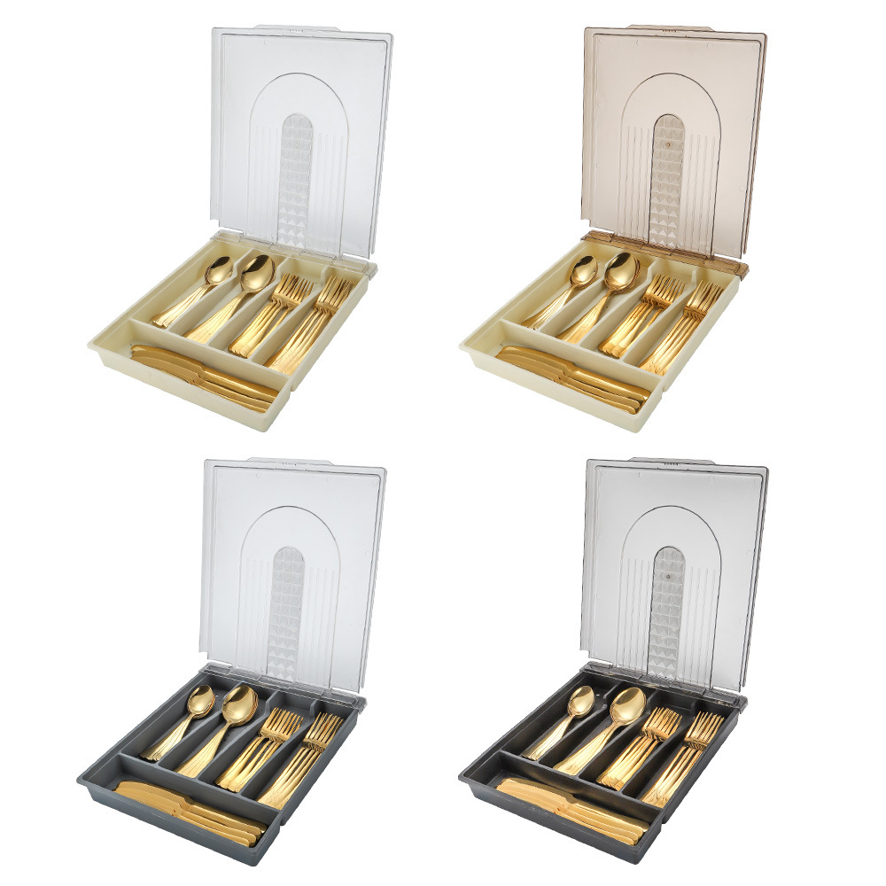 2024 Cross-Border Amazon Stainless Steel Knife, Fork And Spoon Set With Kitchen Drawer Divider Cutlery With Clamshell Storage Box Specification drawing